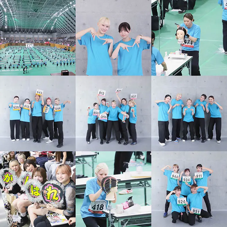理美容甲子園2025 東海大会 入賞した名古屋美容専門学校の学生集合写真